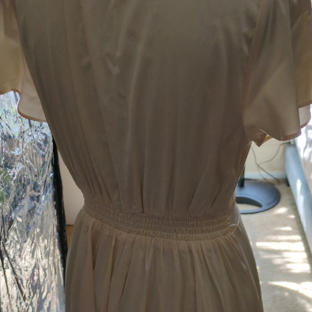 Baltic Born Poppy Satin Midi Dress Ivory Tie Front Med **SMALL SPOT ON BOTTOM - Picture 8 of 13
